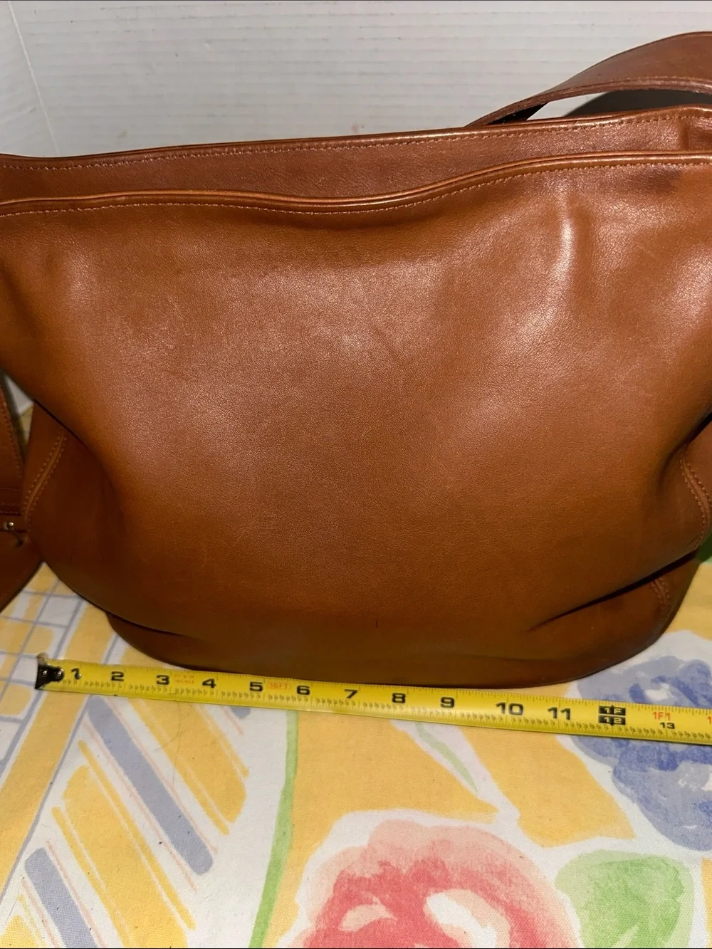 Vintage Coach Brown Leather Shoulder Bag with Brass Ring Detail #4161